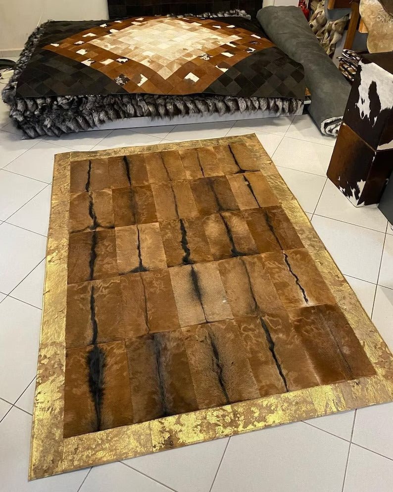 Brown Gold Goatskin Carpets for Living Room, Natural Handmade Rug - Wonder fur rug Rug Wonder Fur Rug Wonder fur rug