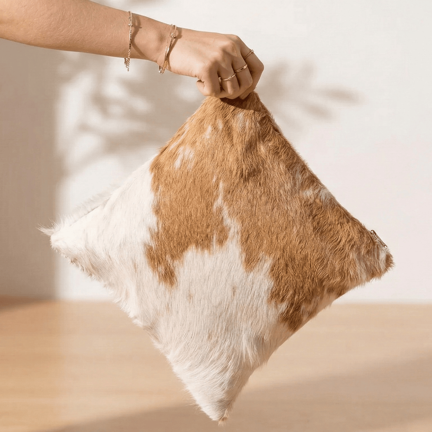 Brown White Cowhide Pillow - Handamde Cowhide Pillow Cover