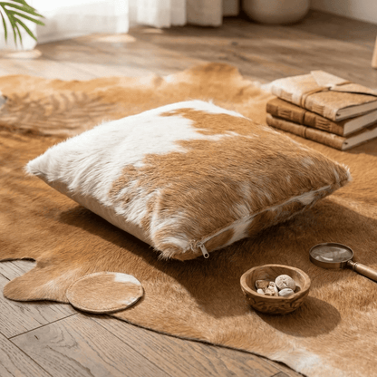 Brown White Cowhide Pillow - Handamde Cowhide Pillow Cover