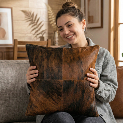 Brown Cowhide Pillow - Handamde Cowhide Pillow Cover