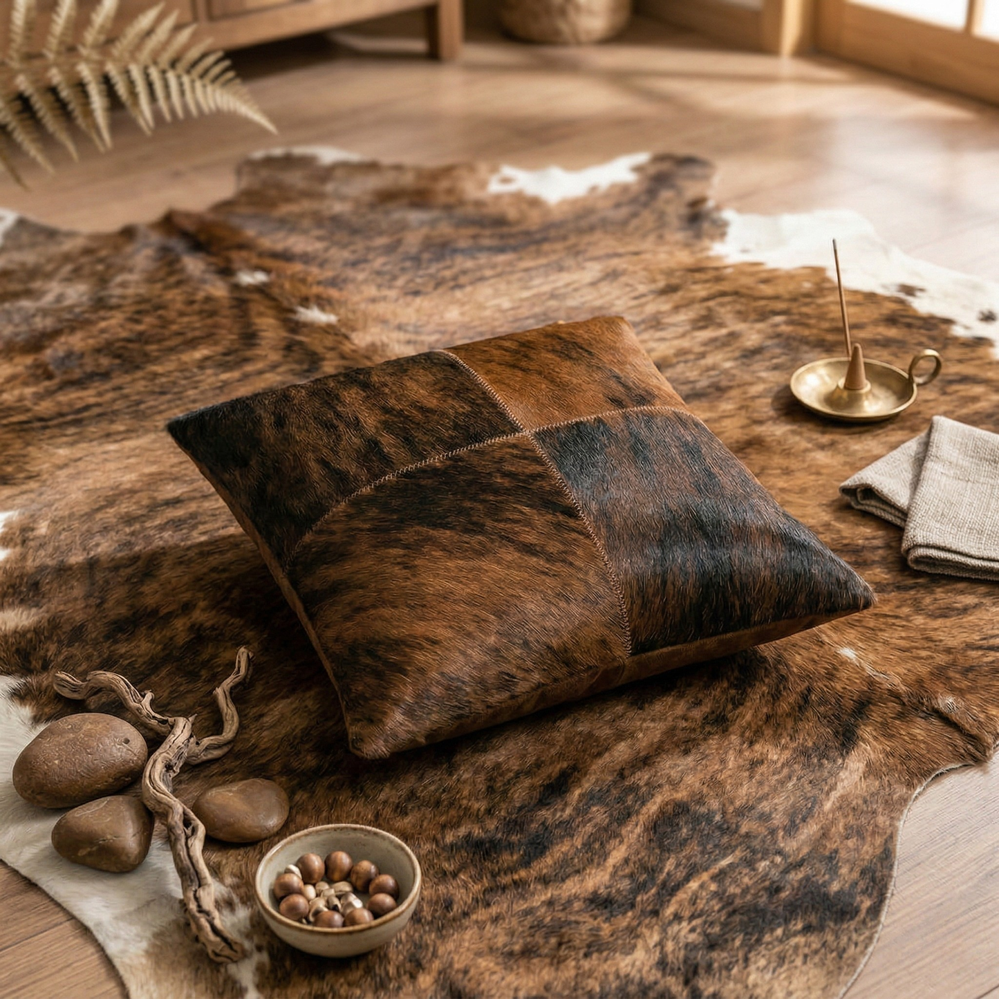 Brown Cowhide Pillow - Handamde Cowhide Pillow Cover