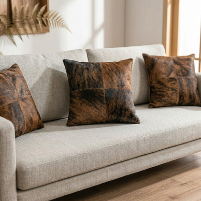 Brown Cowhide Pillow - Handamde Cowhide Pillow Cover