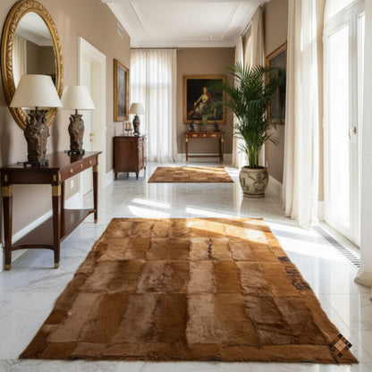 Handmade Genuine Natural Goatskin Patchwork Area Rug