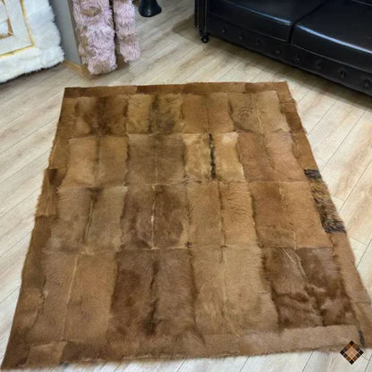 Handmade Genuine Natural Goatskin Patchwork Area Rug