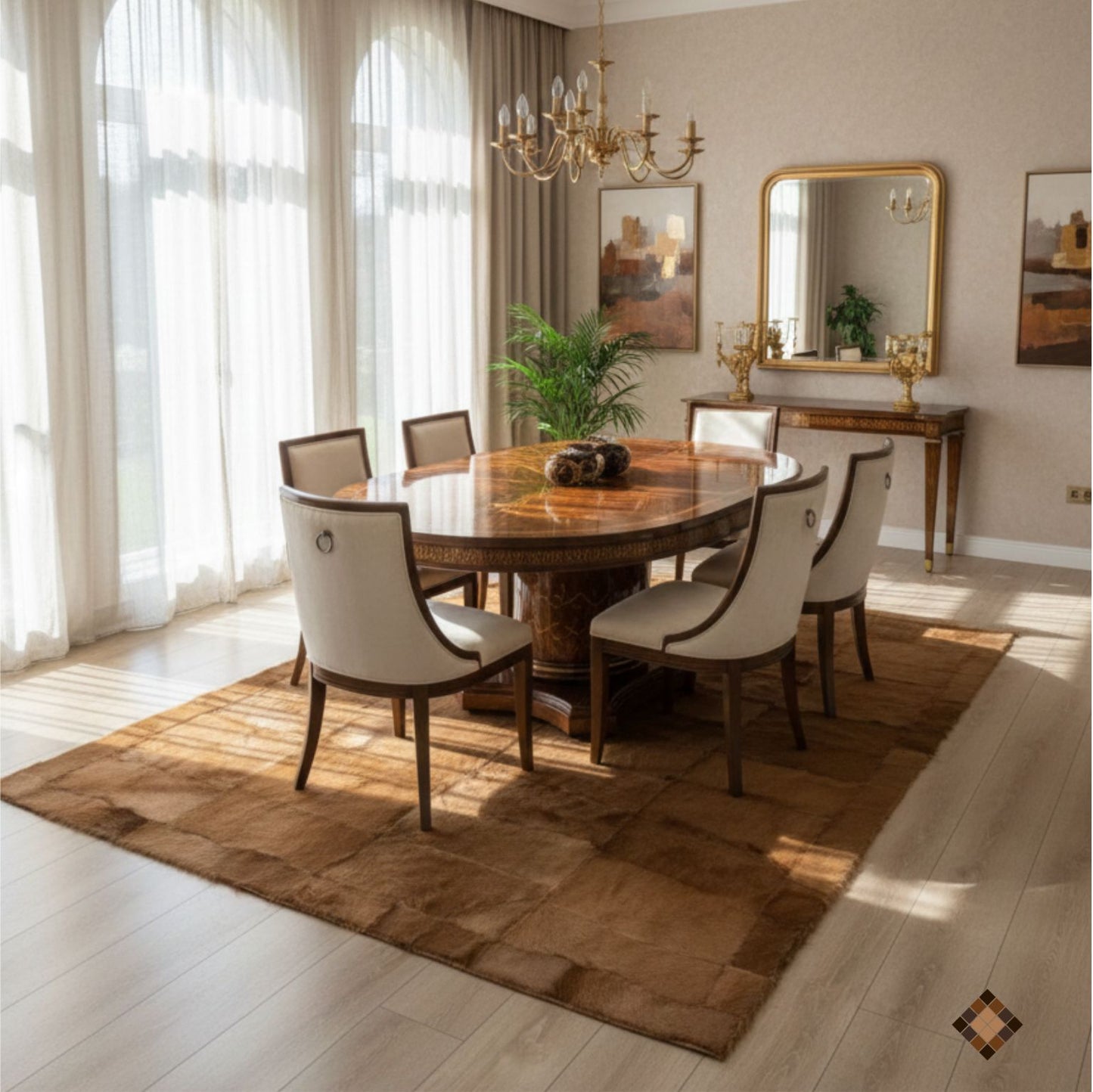 Handmade Genuine Natural Goatskin Patchwork Area Rug