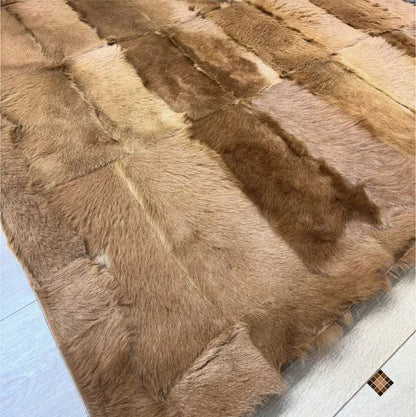Handmade Genuine Natural Goatskin Patchwork Area Rug