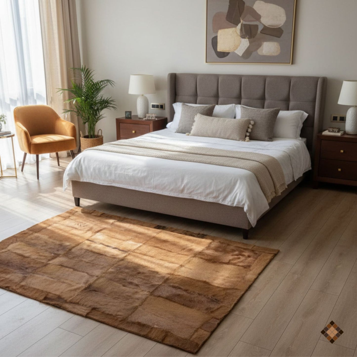 Handmade Genuine Natural Goatskin Patchwork Area Rug