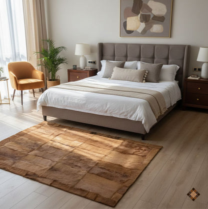 Handmade Genuine Natural Goatskin Patchwork Area Rug