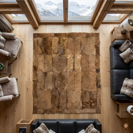 Handmade Genuine Natural Goatskin Patchwork Area Rug