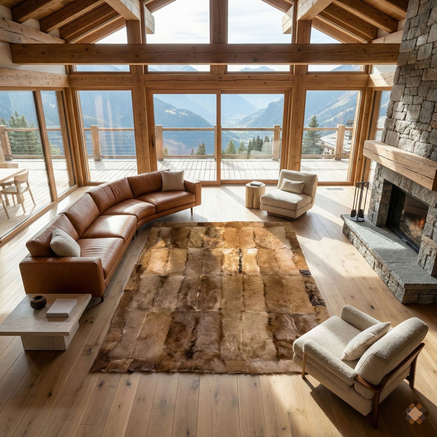 Handmade Genuine Natural Goatskin Patchwork Area Rug