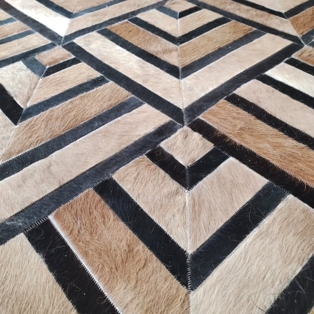 Handmade  Patchwork Rug - Large 10x12 Black & Brown Cowhide Rug