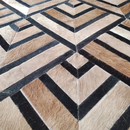 Handmade  Patchwork Rug - Large 10x12 Black & Brown Cowhide Rug