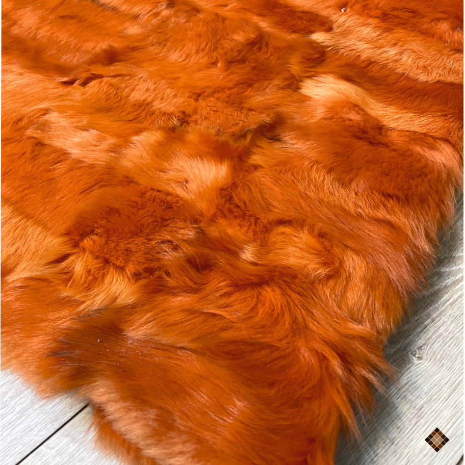 Burnt Orange Handmade Sheepskin Area Rug – Bold Modern Statement Piece