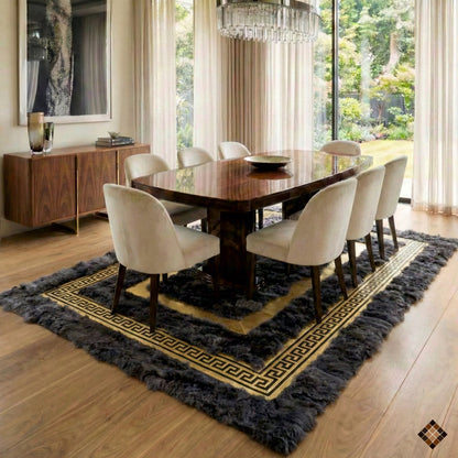 Handmade Natural Grey Sheepskin Living Room Rug , Modern Non Slip Rug - WONDERFURRUG