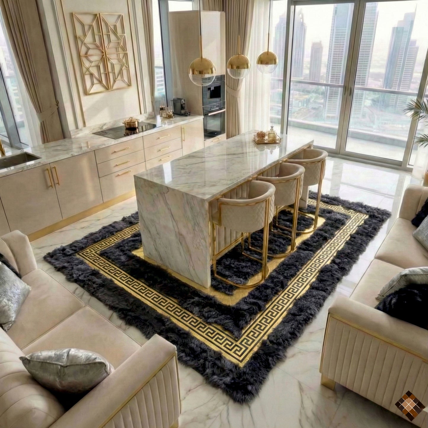 Handmade Natural Grey Sheepskin Living Room Rug , Modern Non Slip Rug - WONDERFURRUG