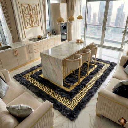 Handmade Natural Grey Sheepskin Living Room Rug , Modern Non Slip Rug - WONDERFURRUG