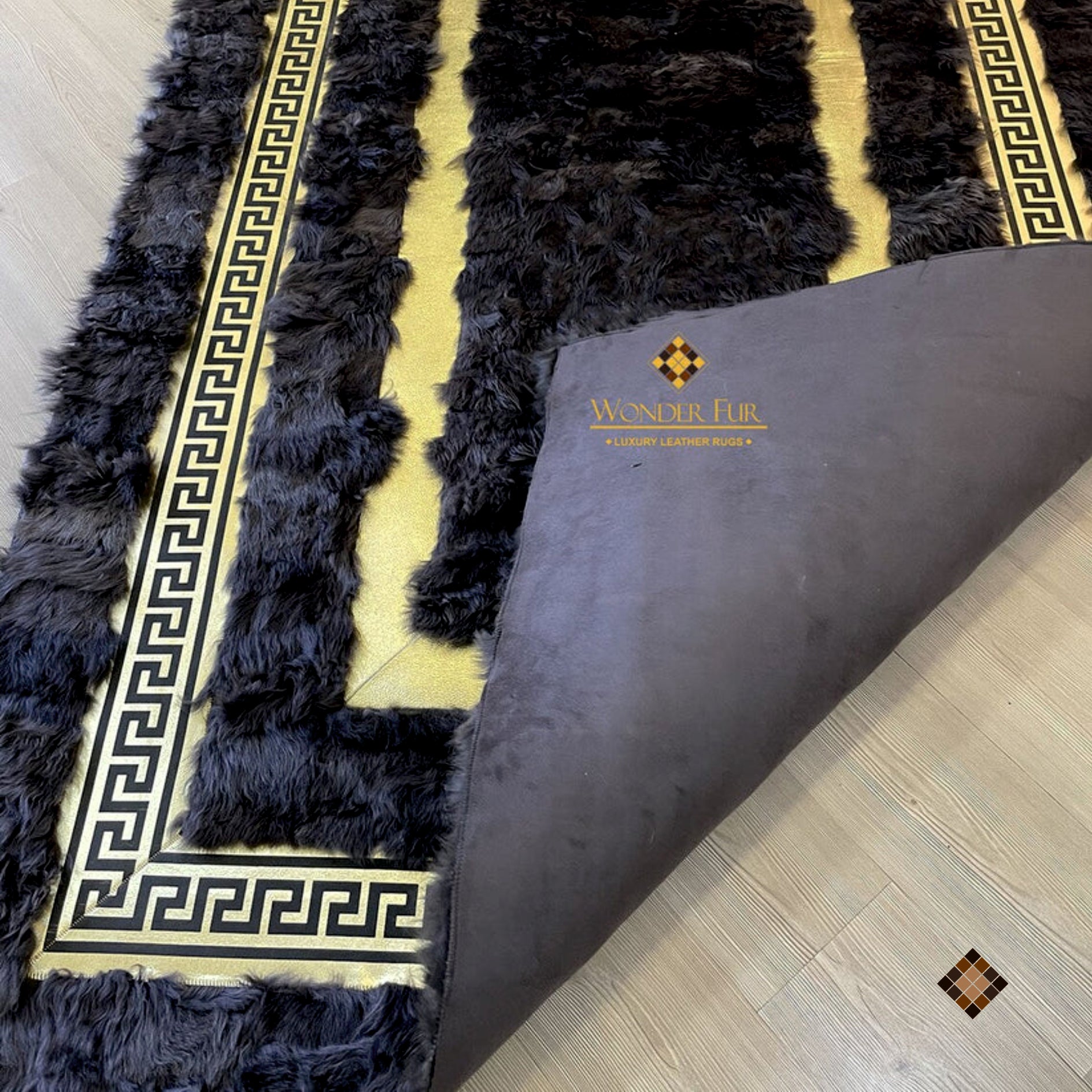 Handmade Natural Grey Sheepskin Living Room Rug , Modern Non Slip Rug - WONDERFURRUG