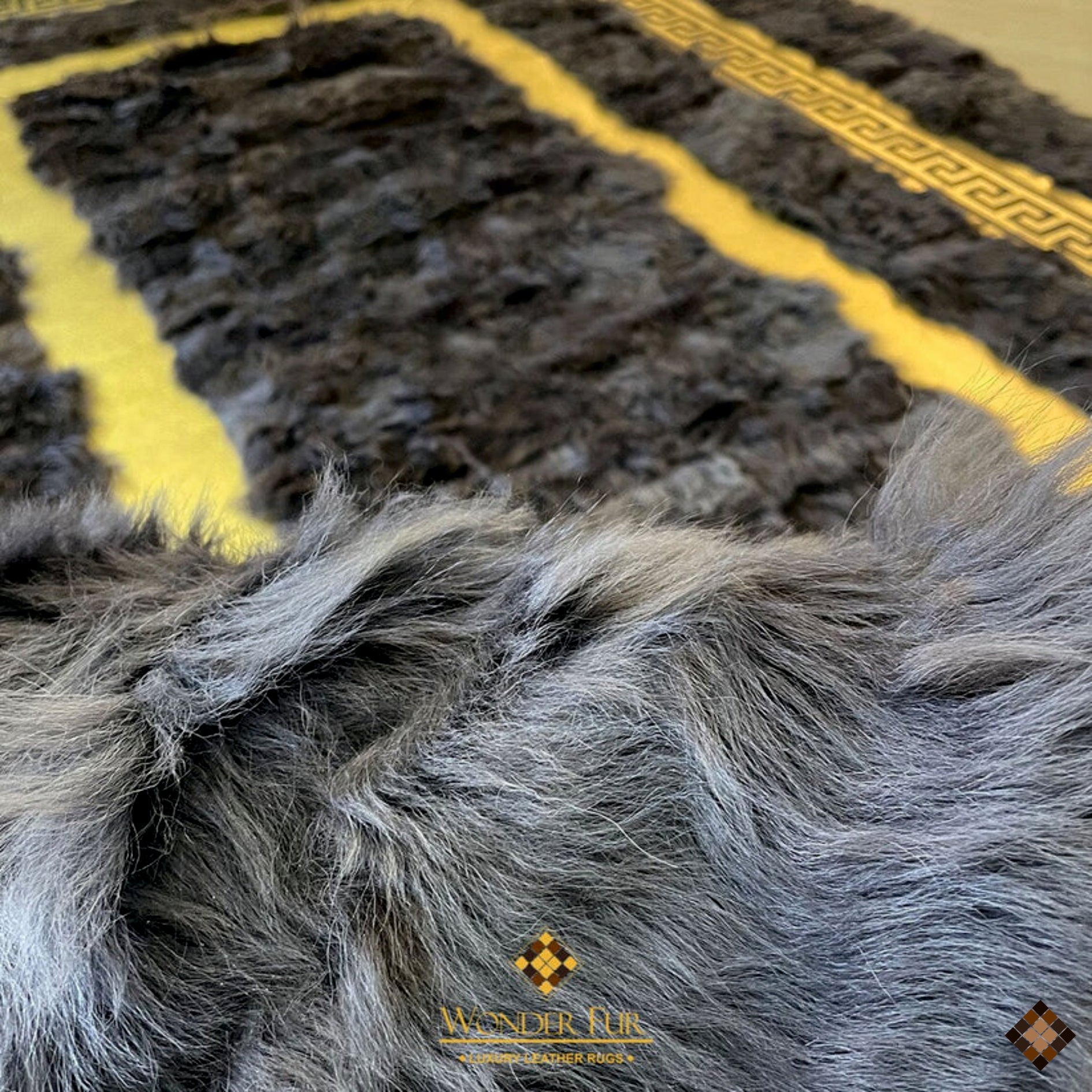 Handmade Natural Grey Sheepskin Living Room Rug , Modern Non Slip Rug - WONDERFURRUG