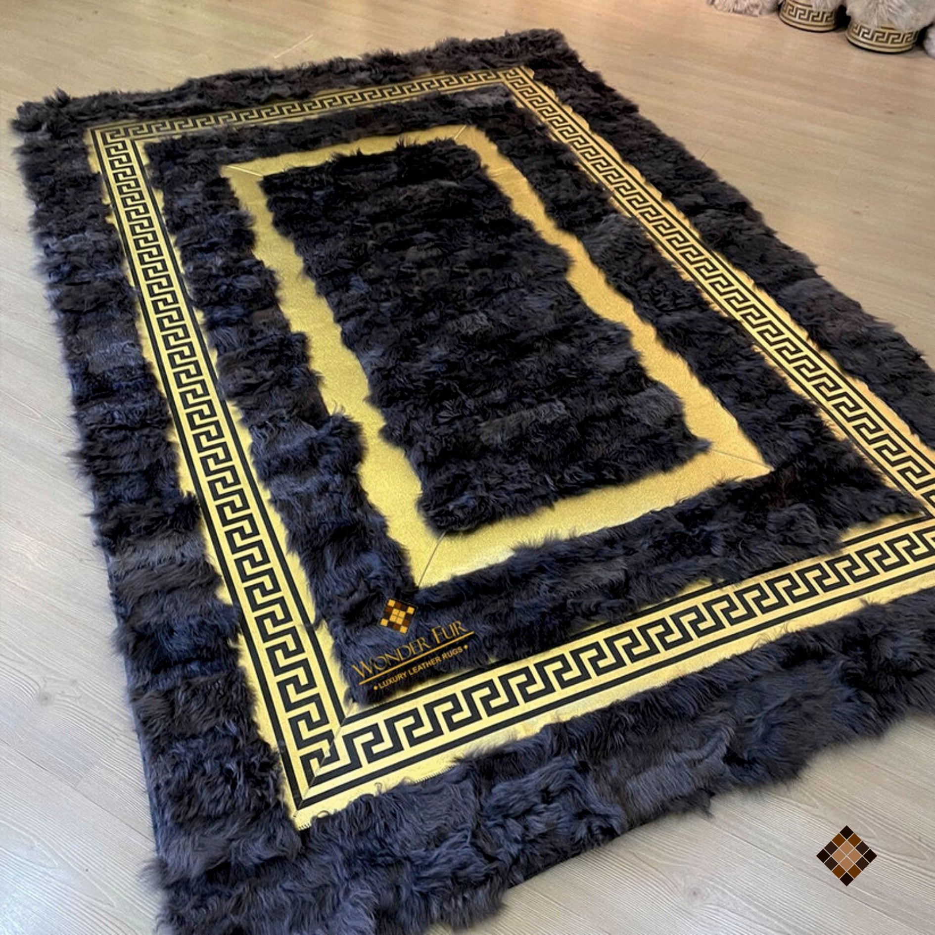 Handmade Natural Grey Sheepskin Living Room Rug , Modern Non Slip Rug - WONDERFURRUG