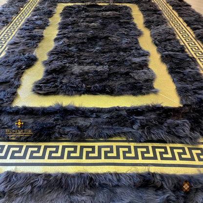 Handmade Natural Grey Sheepskin Living Room Rug , Modern Non Slip Rug - WONDERFURRUG
