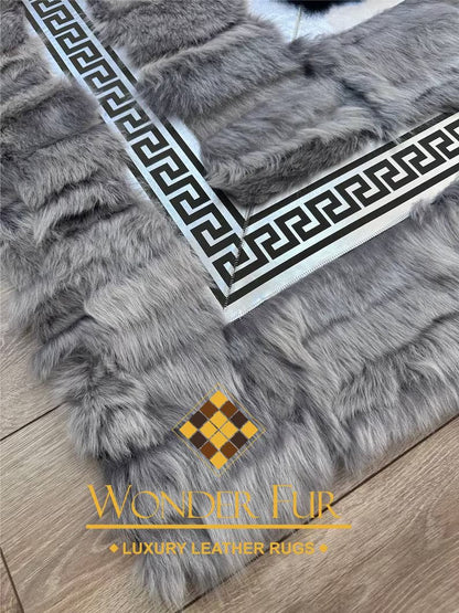 100%Natural Handmade Gray Black Sheepskin Office Area Rug , Modern Rug - Wonder fur rug Rug Wonder Fur Rug Wonder fur rug