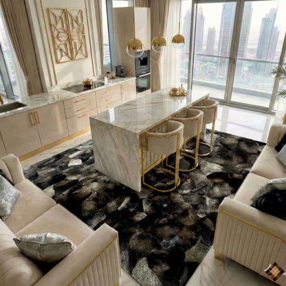 Earth-Toned Patchwork Sheepskin Area Rug – Handmade Natural Luxury Statement Piece