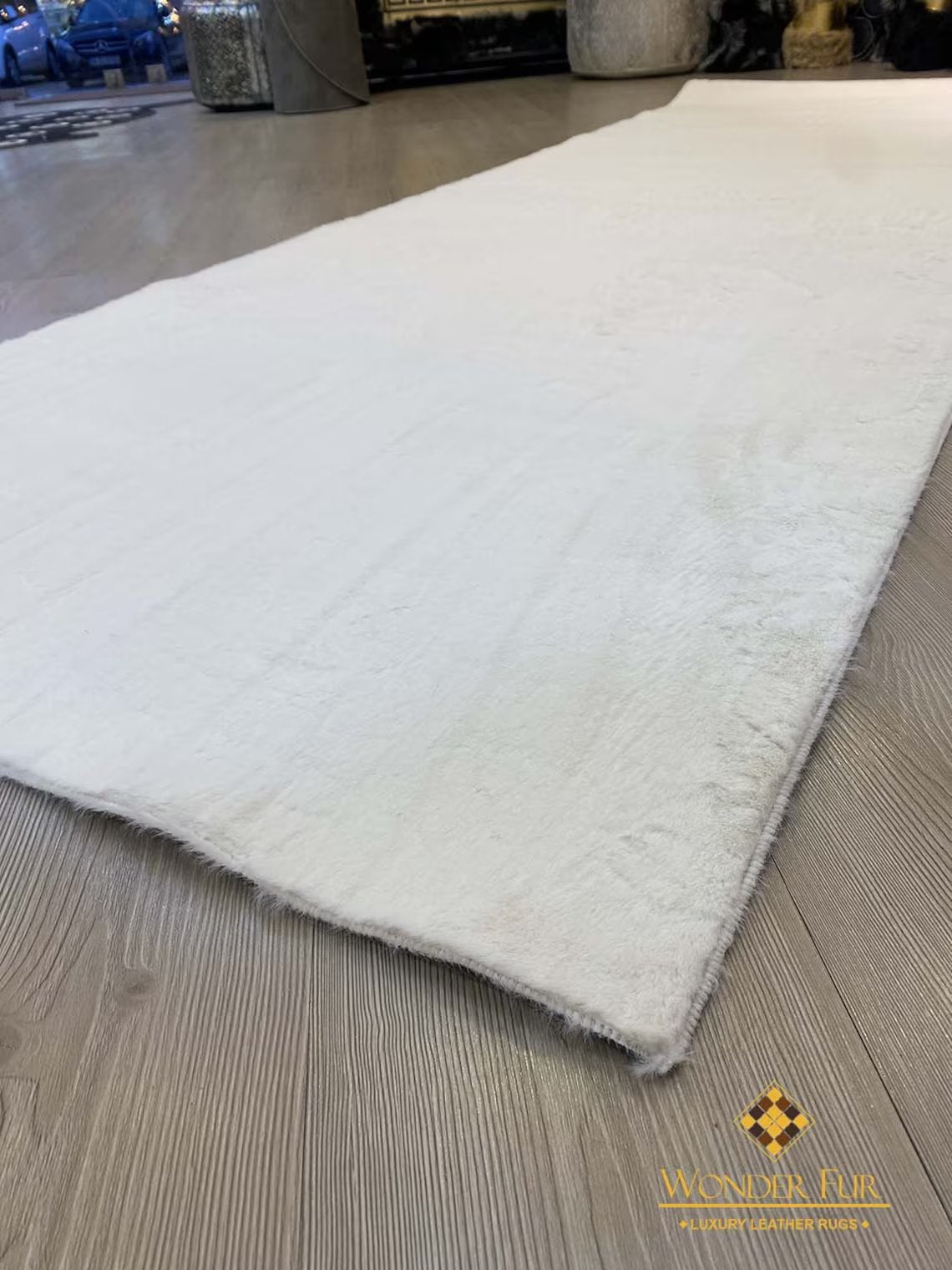 Elegant Handmade White Fluffy Soft Runner Corridor Rug , Non Slip Rug