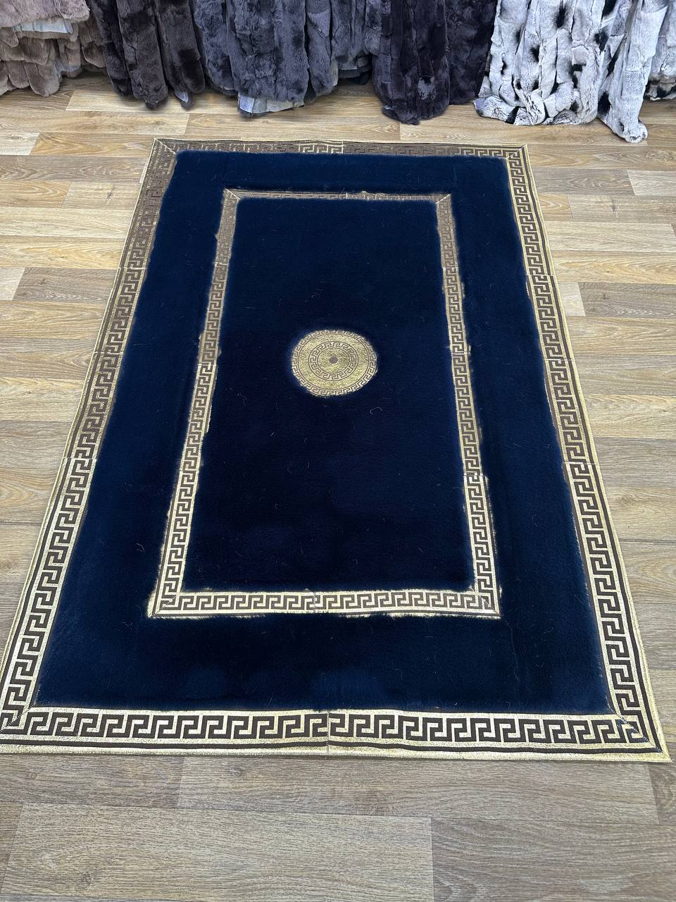 Handmade Navy Blue and Plush Area Rug | Soft Fluffy Shag Carpet