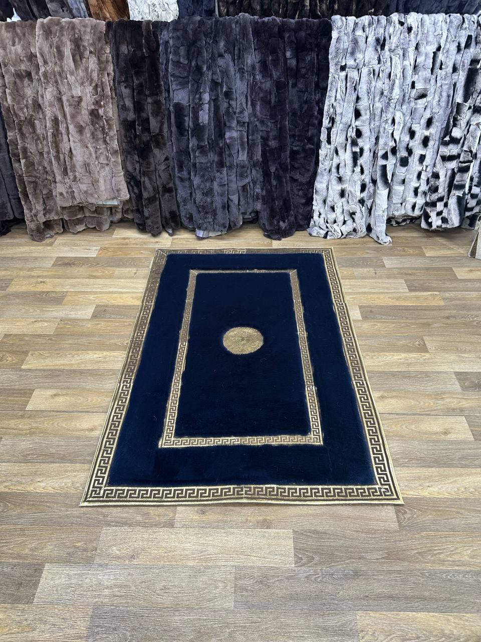 Handmade Navy Blue and Plush Area Rug | Soft Fluffy Shag Carpet