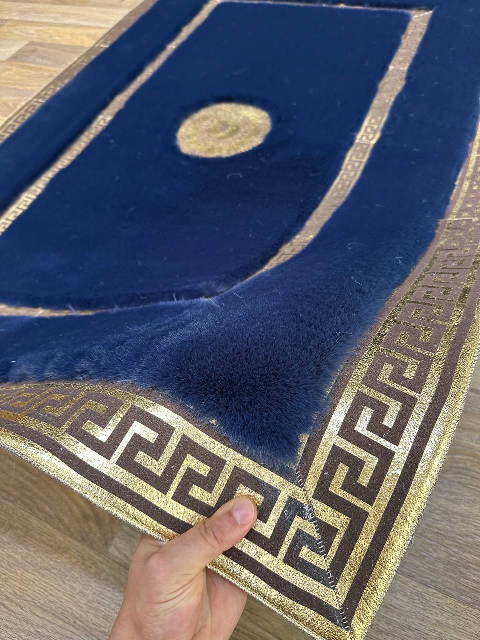 Handmade Navy Blue and Plush Area Rug | Soft Fluffy Shag Carpet