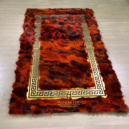 Fluffy Red Fox Fur Area Rug for Home Decoration