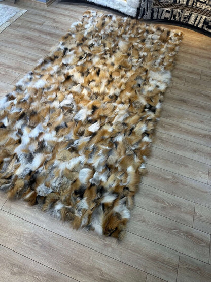 Genuine 100% Fox Fur Rug For Living Room And Bedroom