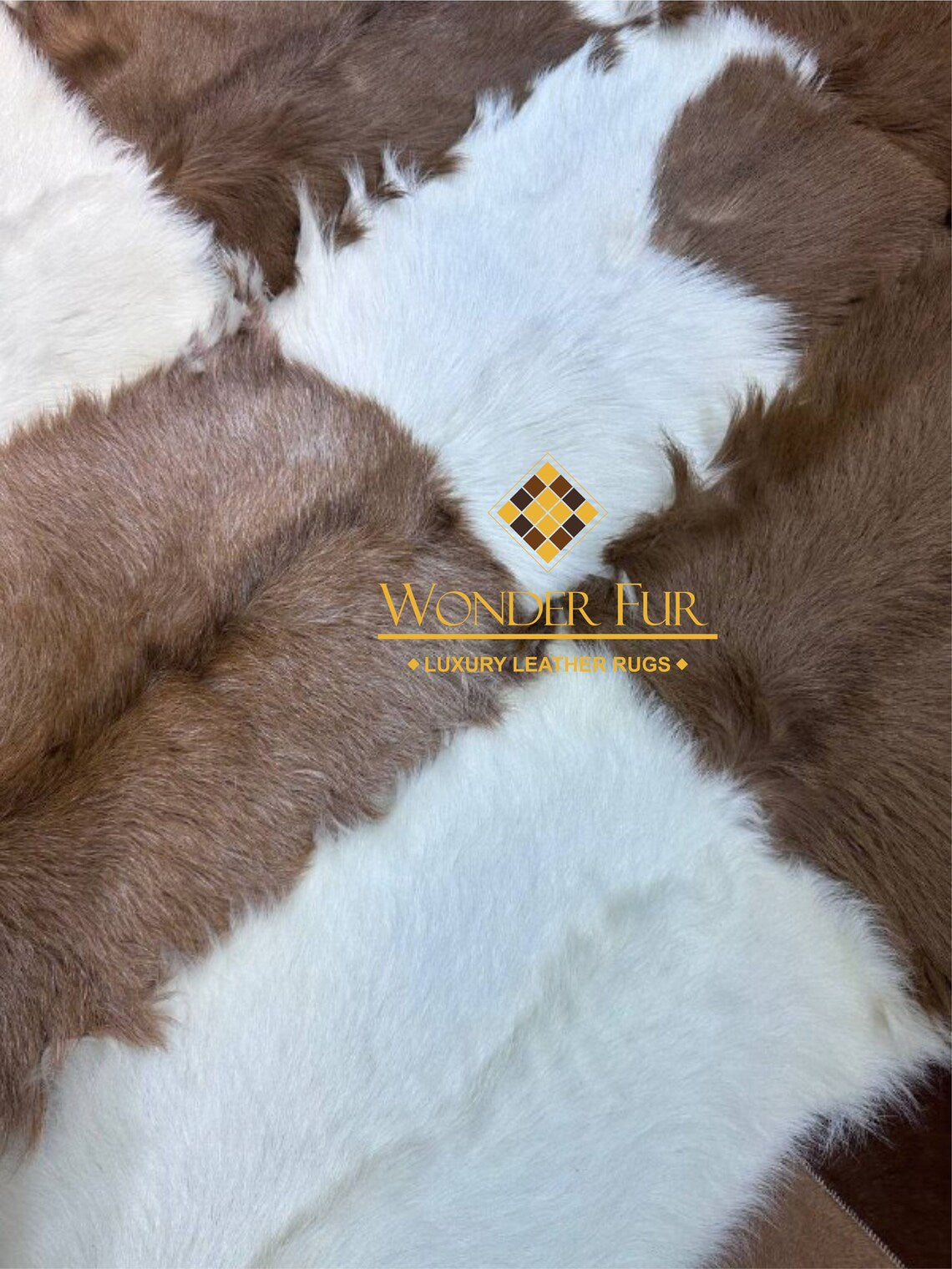 Genuine Unique Multicolor Soft Goatskin Area Rug , Luxury Handmade Rug