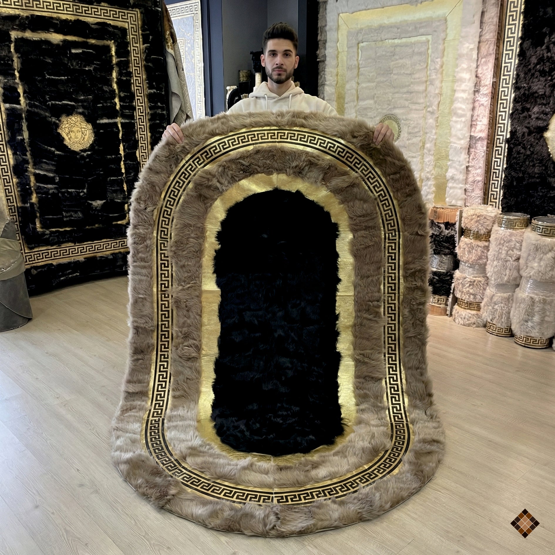 Genuine Brown Sheepskin Runner Rug – Handmade Luxury Hallway Accent - WONDERFURRUG
