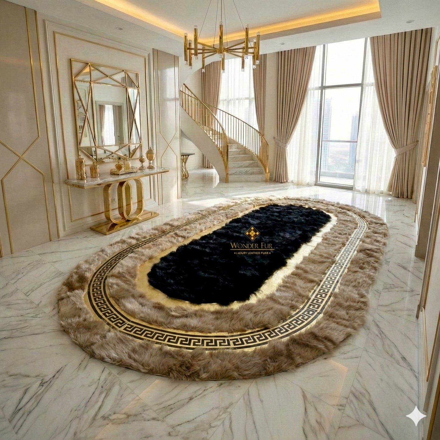 Genuine Brown Sheepskin Runner Rug – Handmade Luxury Hallway Accent - WONDERFURRUG