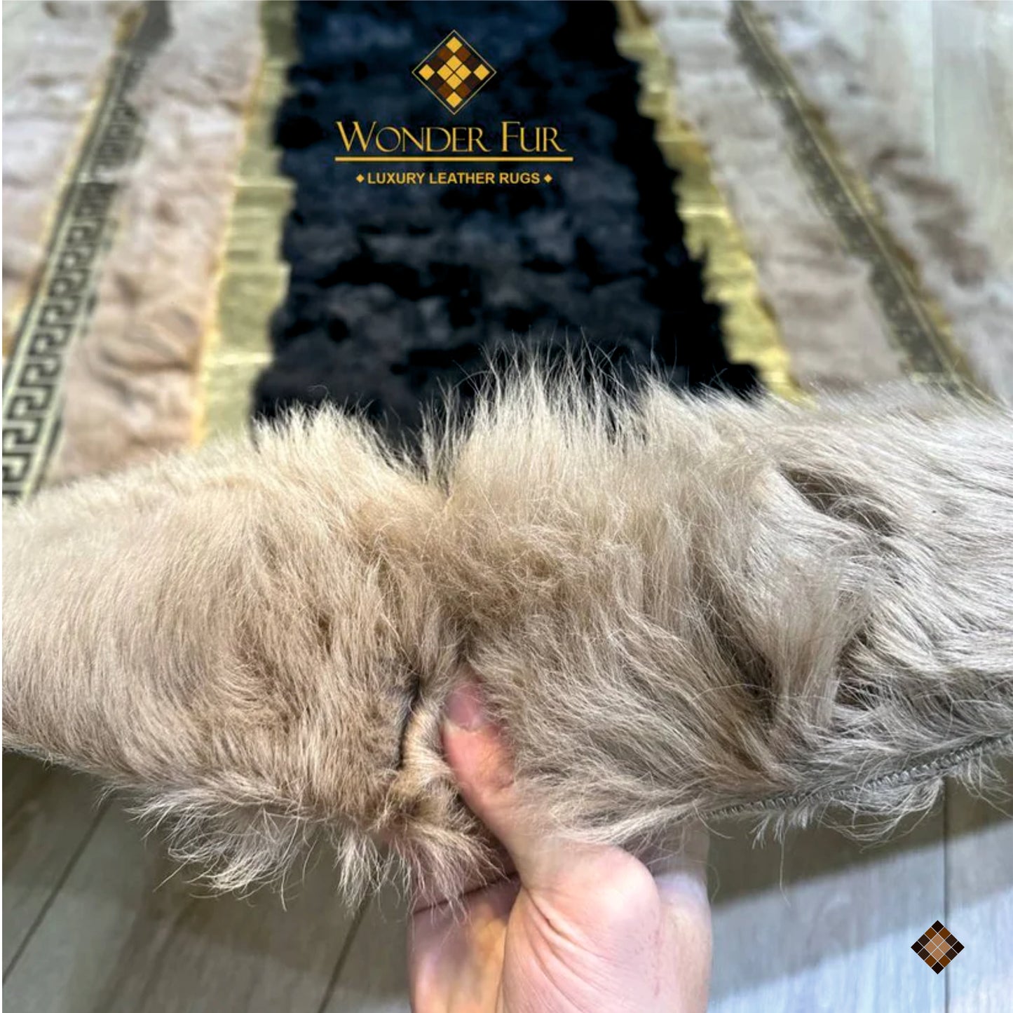 Genuine Brown Sheepskin Runner Rug – Handmade Luxury Hallway Accent - WONDERFURRUG