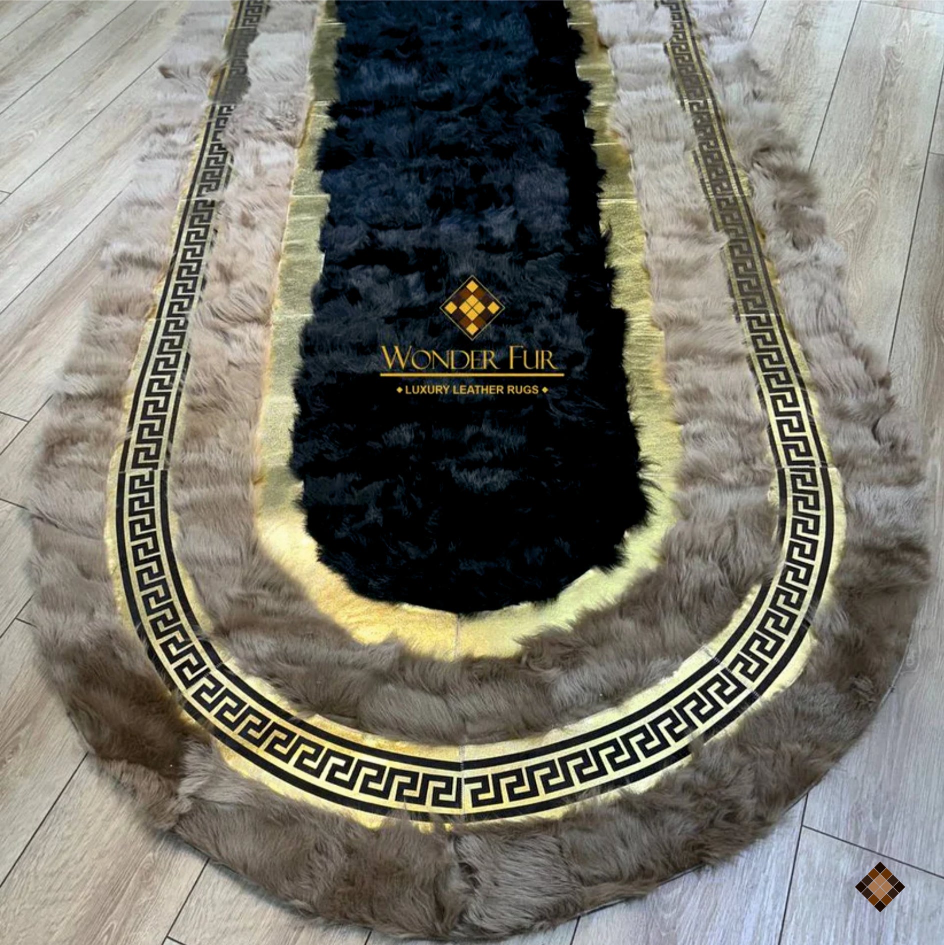 Genuine Brown Sheepskin Runner Rug – Handmade Luxury Hallway Accent - WONDERFURRUG