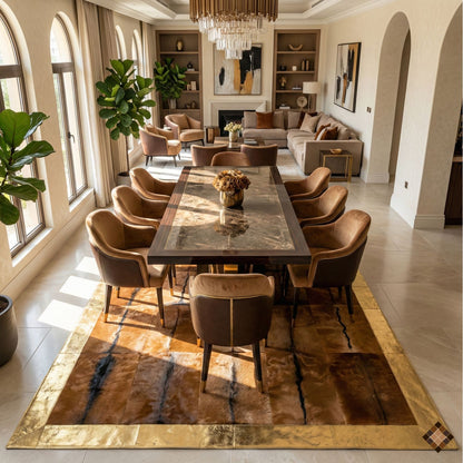 Genuine Goatskin Patchwork Rug with Gold Trim - WONDERFURRUG