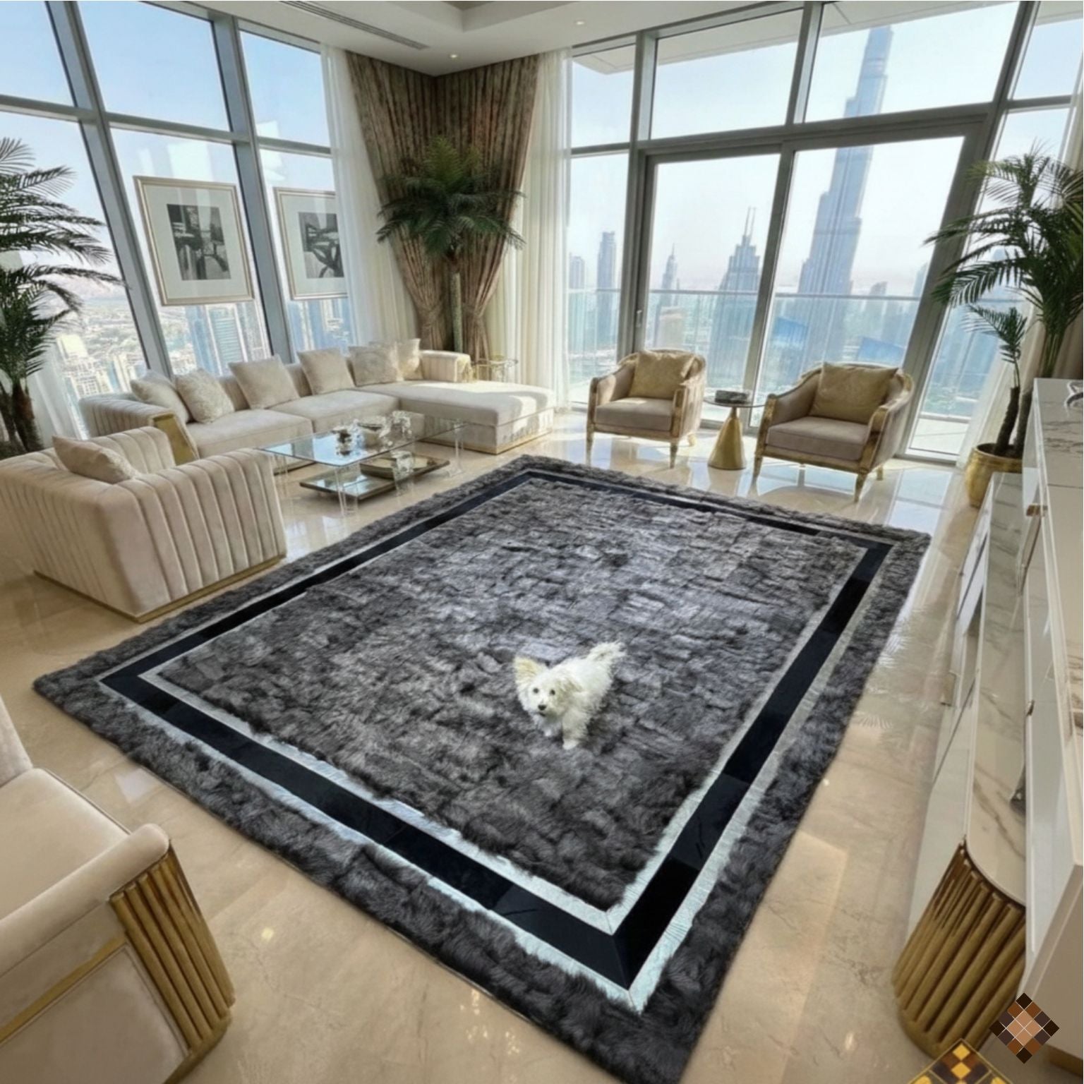 Genuine Gray Sheepskin Area Rug – Handmade Luxury Custom Sizes