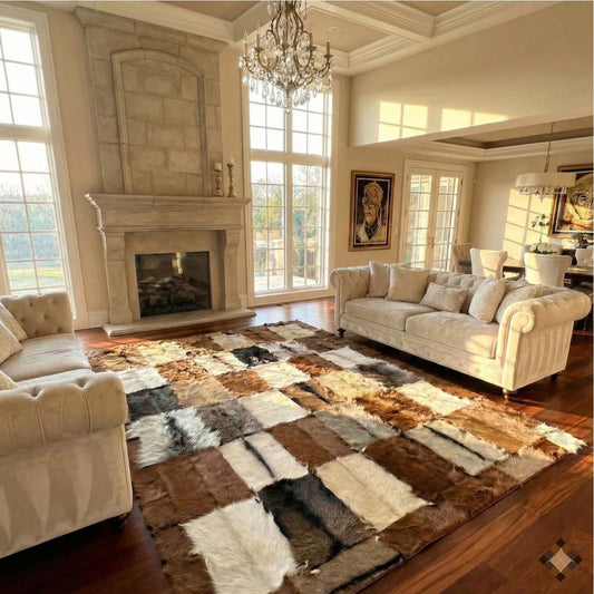 Genuine Multitone Goatskin Area Rug