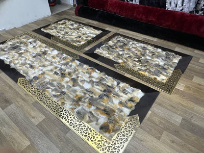 Handmade Natural  Genuine Fluffy Fox Fur Area 8 x 10 Rug for Child Room