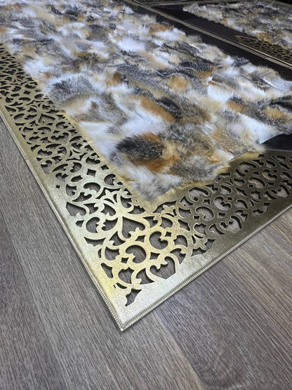 Handmade Natural  Genuine Fluffy Fox Fur Area 8 x 10 Rug for Child Room