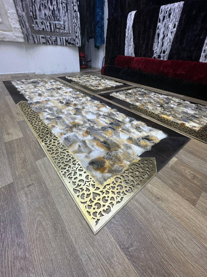 Handmade Natural  Genuine Fluffy Fox Fur Area 8 x 10 Rug for Child Room