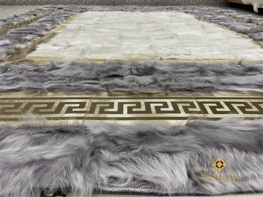 Patchwork Handmade Natural Gray White Sheepskin Bedroom Non Slip Rug