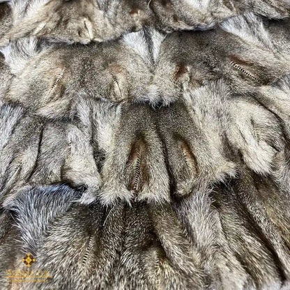 Gray Soft Shaggy Natural Handmade Round Fox Fur Patchwork Rug For Bed Room