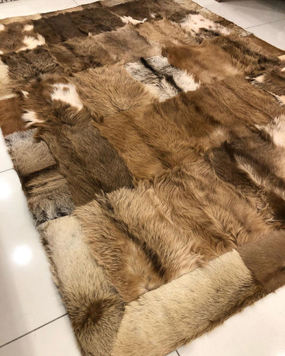 Hair on Goatskin Rug for Bedroom 10x14