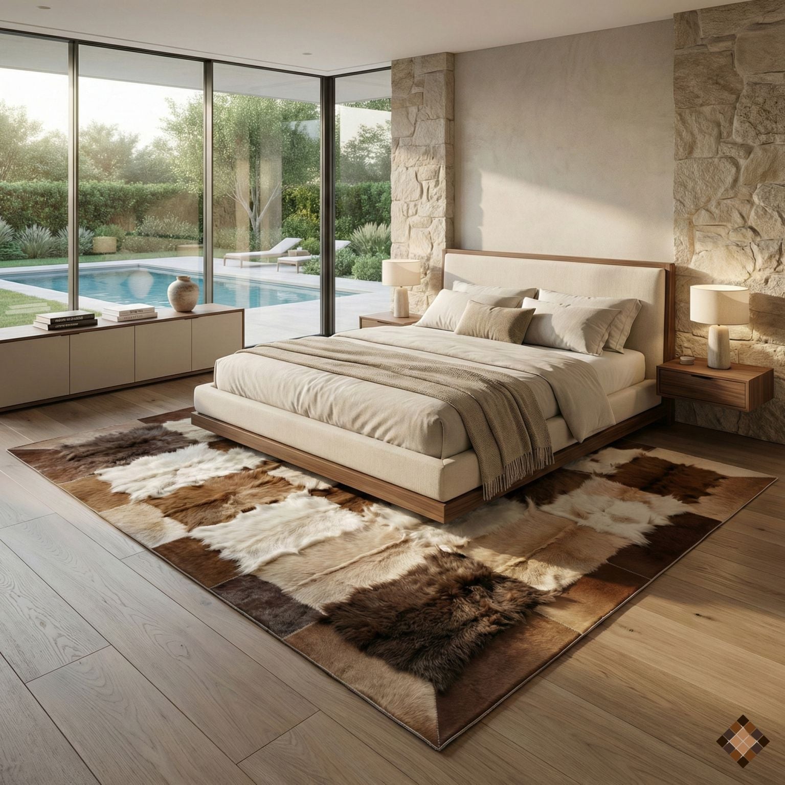 Handcrafted Genuine Goatskin Rug | Luxury Natural Hide Rug for Living Spaces