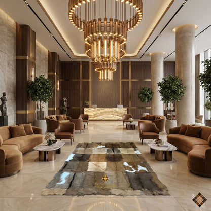 Handcrafted Genuine Goatskin Rug in Warm Earth Tones