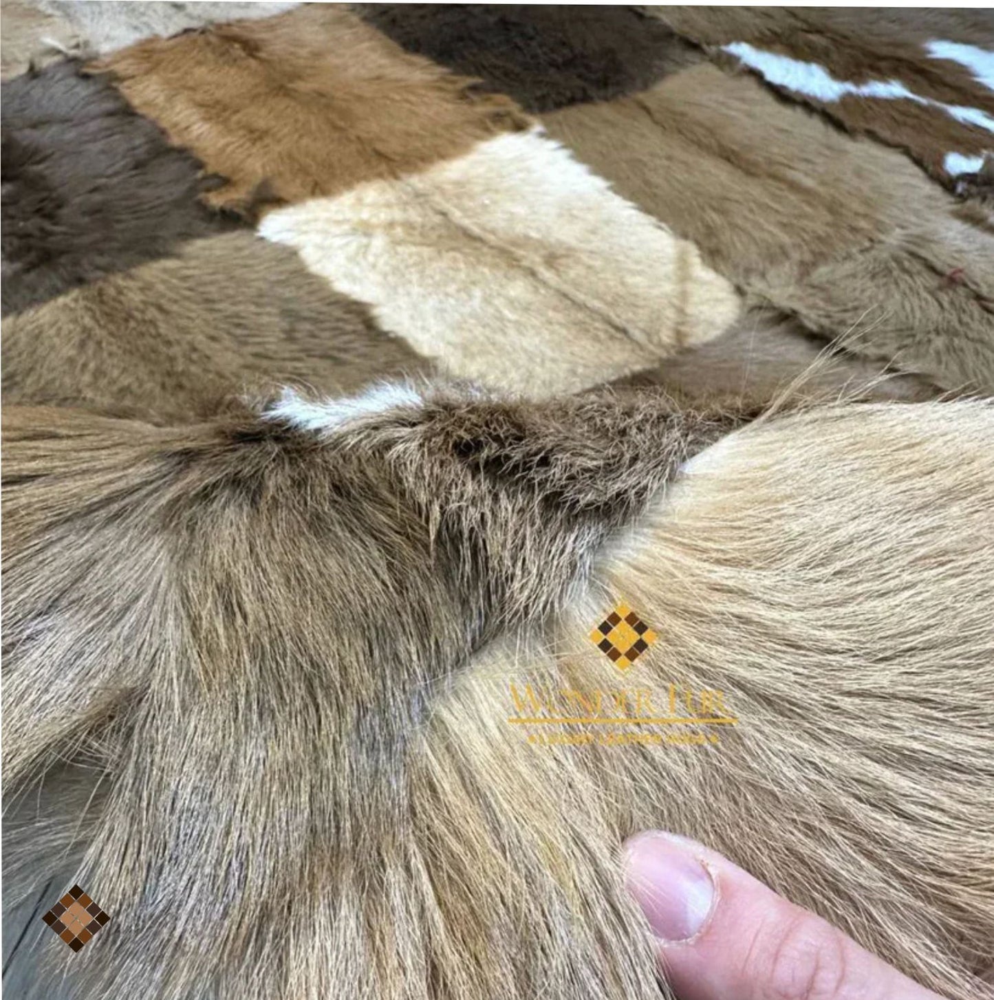 Handcrafted Genuine Goatskin Rug in Warm Earth Tones