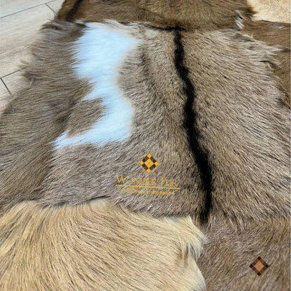 Handcrafted Genuine Goatskin Rug in Warm Earth Tones